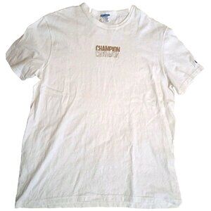 Champion Men's XL White Short Sleeve Crew Neck T-Shirt Embroidered